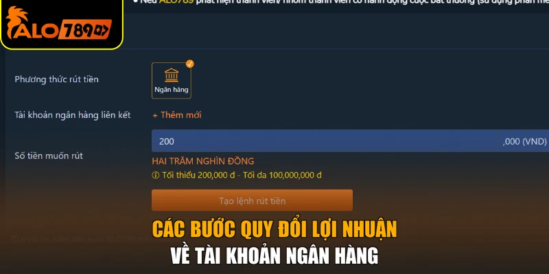 Các bước quy đổi lợi nhuận về tài khoản ngân hàng