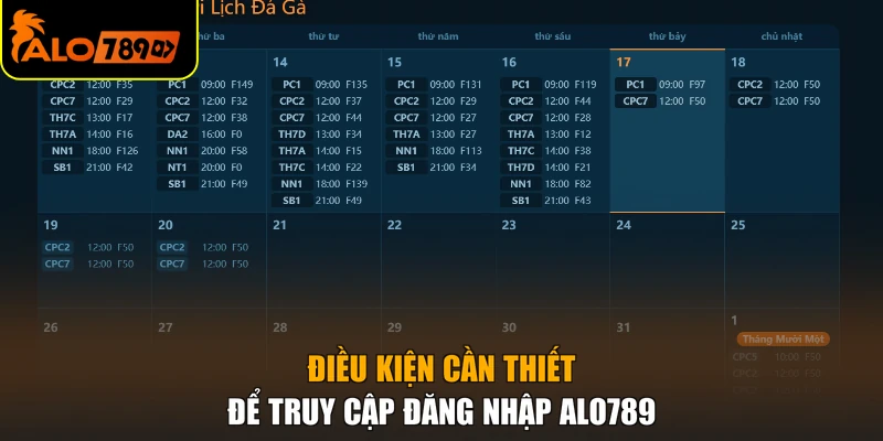 Điều kiện cần thiết để truy cập đăng nhập ALO789